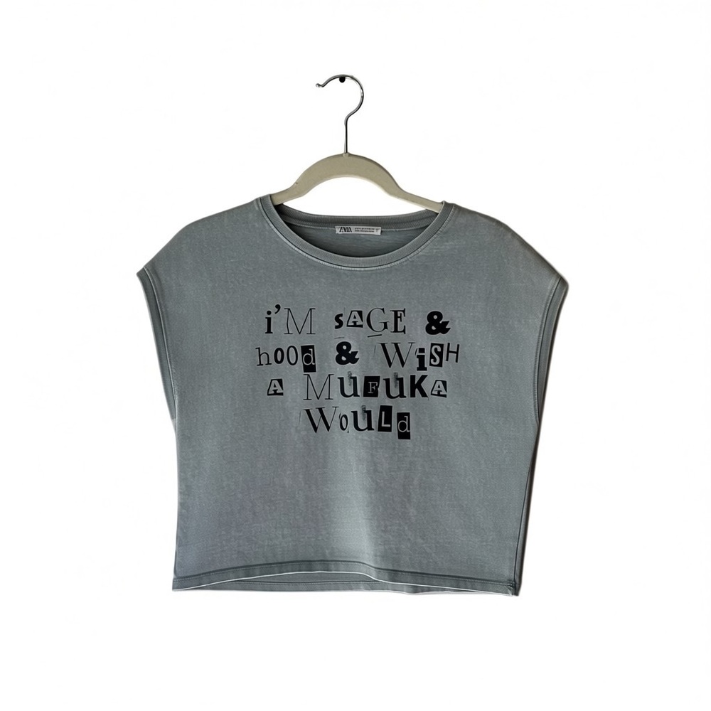 Gray Graphic Crop Top